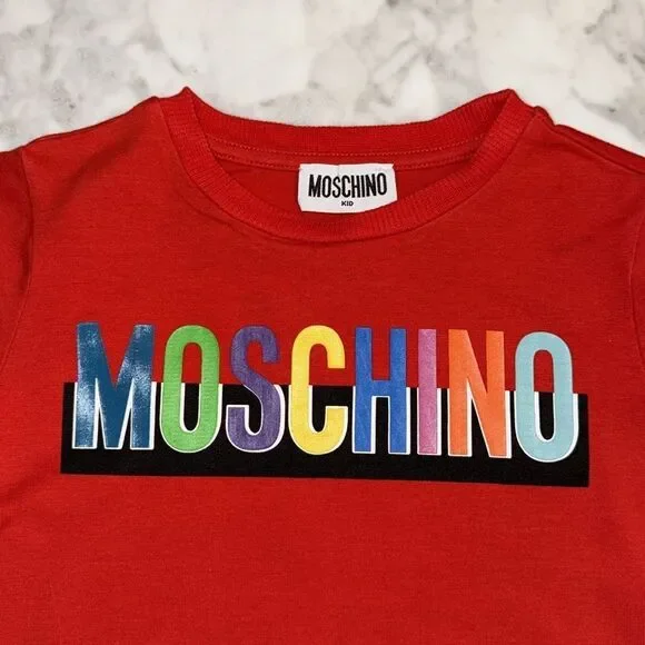 Moschino Kids Multicolor Logo Red Tee 4Y - Picture 2 of 5